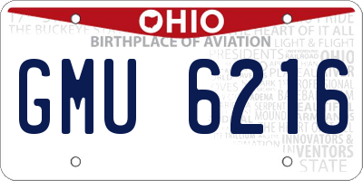 OH license plate GMU6216