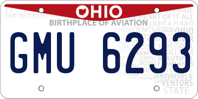 OH license plate GMU6293