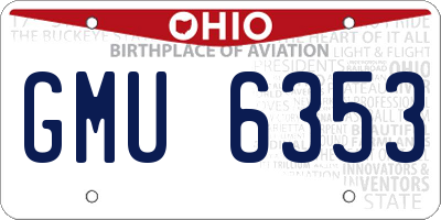 OH license plate GMU6353
