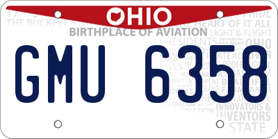 OH license plate GMU6358