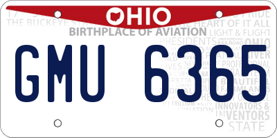 OH license plate GMU6365