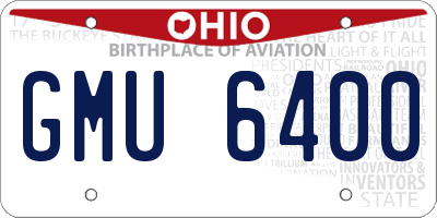 OH license plate GMU6400