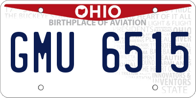 OH license plate GMU6515