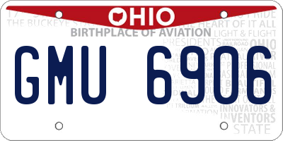 OH license plate GMU6906