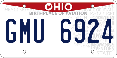 OH license plate GMU6924