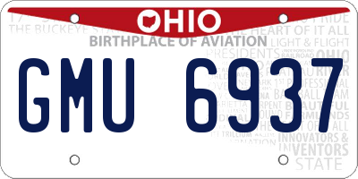 OH license plate GMU6937