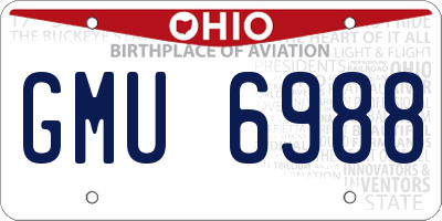 OH license plate GMU6988
