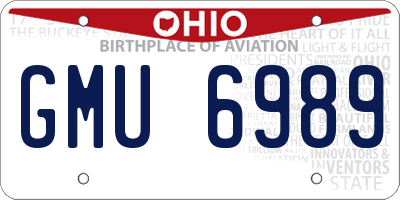 OH license plate GMU6989