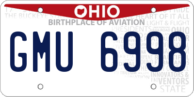 OH license plate GMU6998