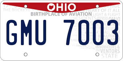 OH license plate GMU7003