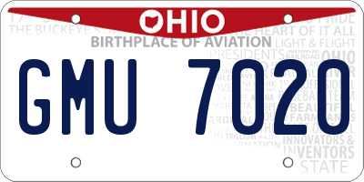 OH license plate GMU7020