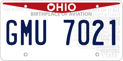 OH license plate GMU7021