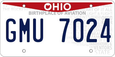 OH license plate GMU7024