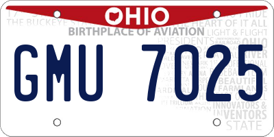 OH license plate GMU7025