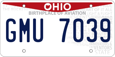 OH license plate GMU7039