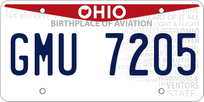 OH license plate GMU7205