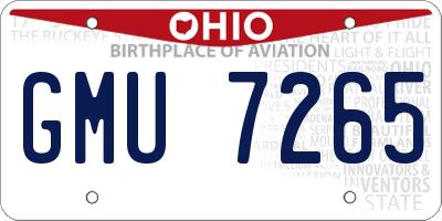 OH license plate GMU7265