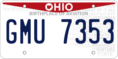 OH license plate GMU7353