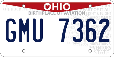 OH license plate GMU7362
