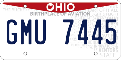 OH license plate GMU7445