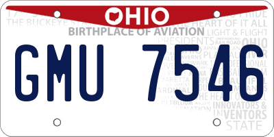 OH license plate GMU7546