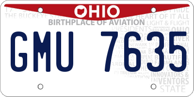 OH license plate GMU7635