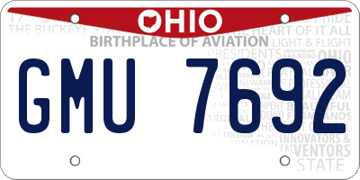 OH license plate GMU7692