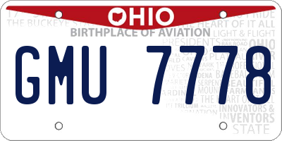 OH license plate GMU7778