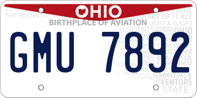 OH license plate GMU7892