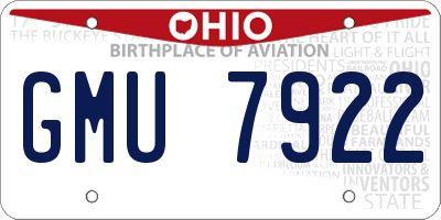 OH license plate GMU7922
