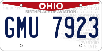 OH license plate GMU7923