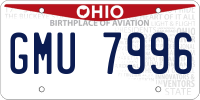 OH license plate GMU7996