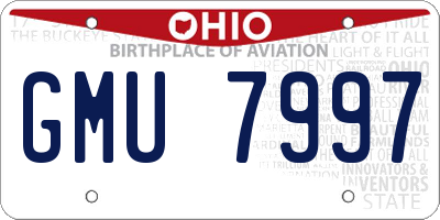 OH license plate GMU7997