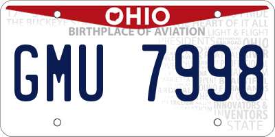 OH license plate GMU7998