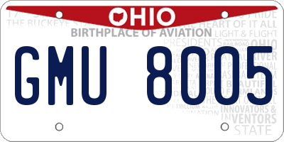 OH license plate GMU8005