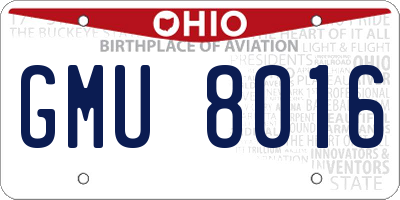OH license plate GMU8016