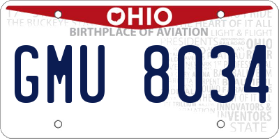 OH license plate GMU8034