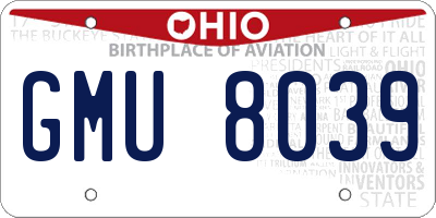 OH license plate GMU8039