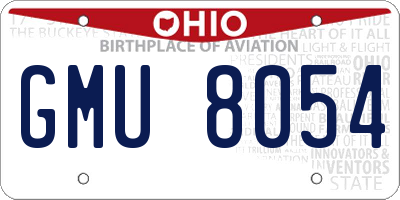 OH license plate GMU8054