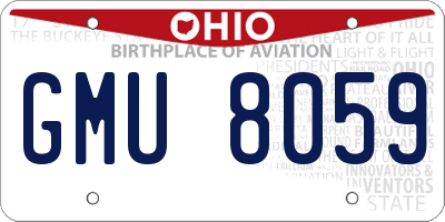 OH license plate GMU8059