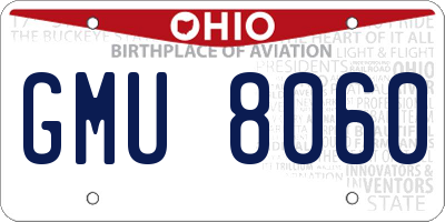 OH license plate GMU8060
