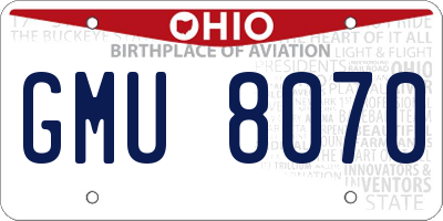 OH license plate GMU8070