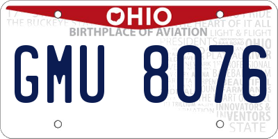 OH license plate GMU8076