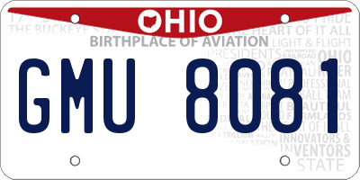 OH license plate GMU8081