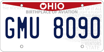 OH license plate GMU8090