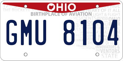 OH license plate GMU8104
