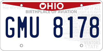OH license plate GMU8178