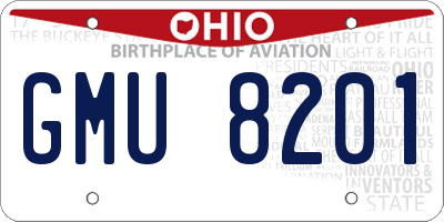 OH license plate GMU8201