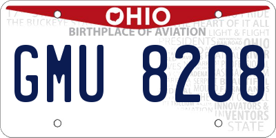 OH license plate GMU8208