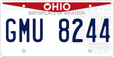OH license plate GMU8244